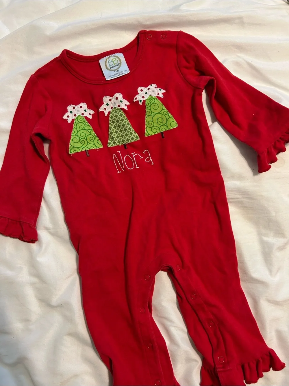 Nora Christmas Appliqué romper